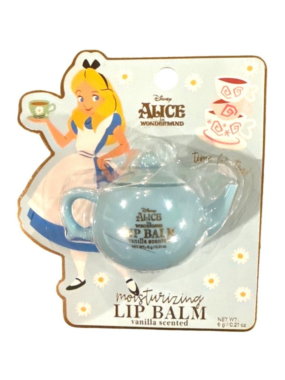 Disney Alice In Wonderland Vanilla Moisturizing Lip Balm Blue Teapot w/Lid Shape